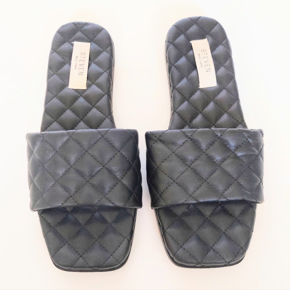 Steve Madden Quilted Slide Sandal Black Size US 7.5